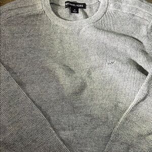MICHAEL Michael Kors Gray Crewneck Sweater with Fine Knit Texture